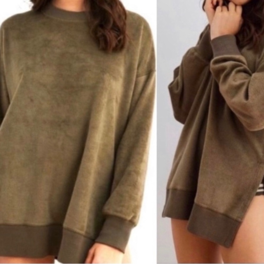 AERIE OVERSIZED COZIEST DESERT SWEATSHIRT hi-low, slide slit